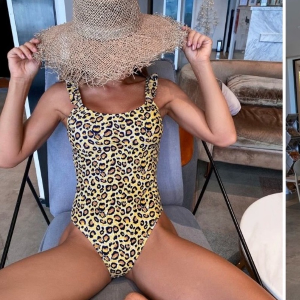 Shein Leopard Print Ruffle One Piece Swimsuit